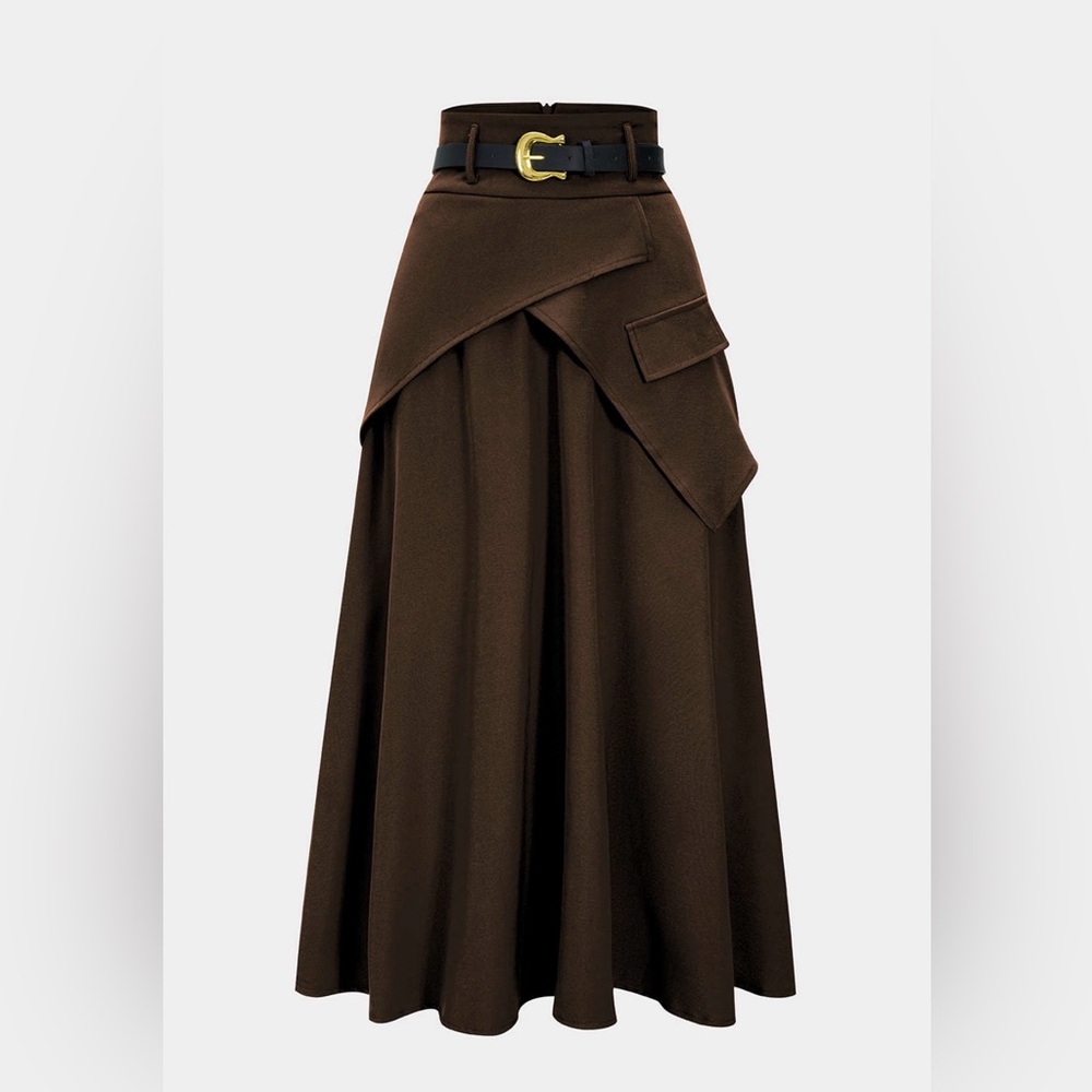 Elegant Asymmetrical Brown Skirt